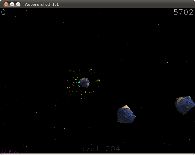 Screenshot of Asteroid in action